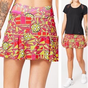 Pickleball Bella Colorful Red and Yellow Angle 1 Shot Functional Skort Sz Small